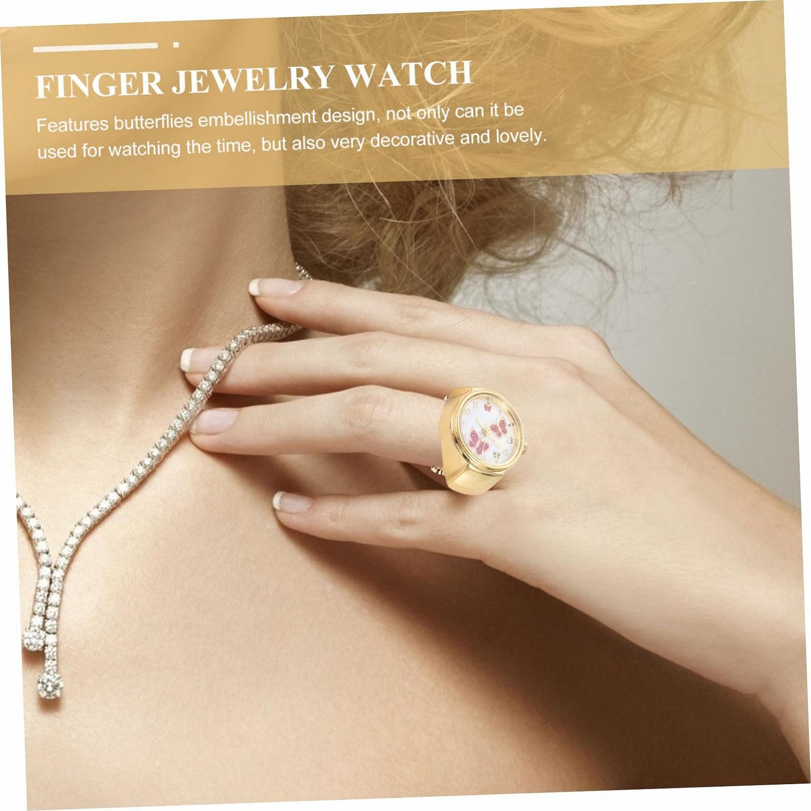 Кольцо-часы Beaupretty Schmetterlinge для женщин, модные часы на палец с большими цифрами для ежедневного использования, фото №5