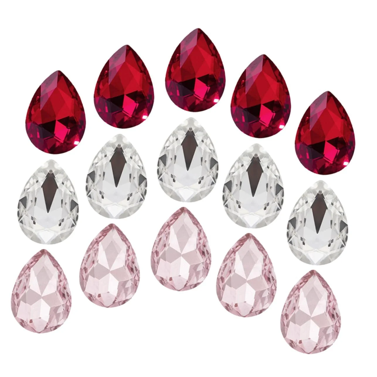 Стрази Крапля Anneome 150шт Рожевий, Білий та Червоний, фото №1