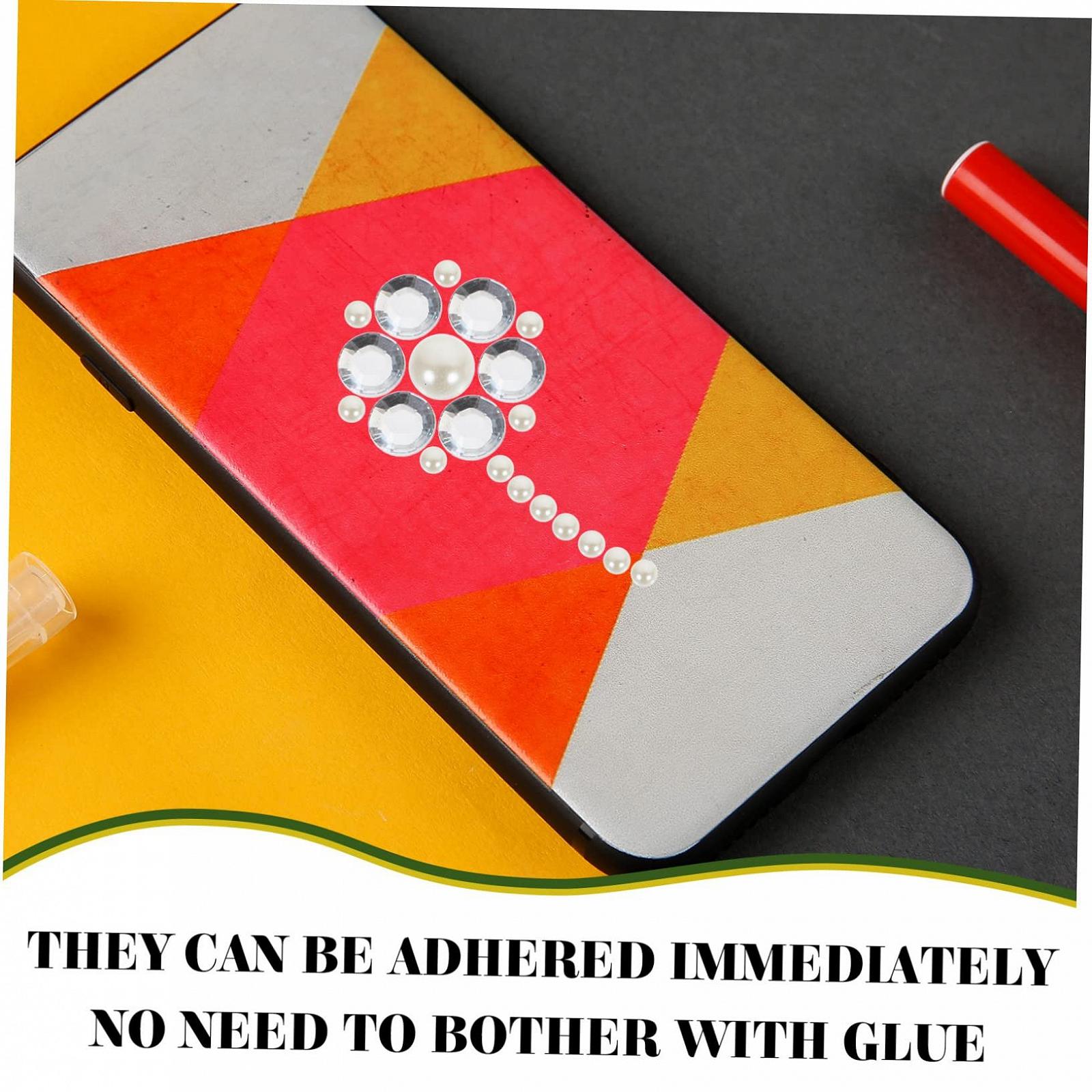 Healeved 48 листов Наклейки со стразами, самоклеящиеся, для макияжа и дизайна ногтей, включая стразы и жемчуг для творческих поделок, фото №2