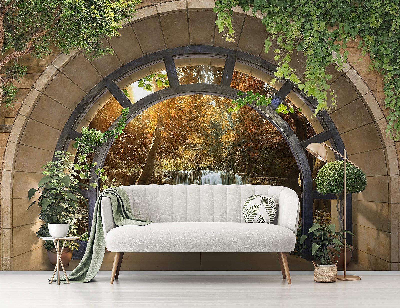 Фотообои VEXL 11553 3D Окно Водопад Лес Природа Флизелиновые УФ-стойкие 208 x 146 см 2 панели, фото №2 Фотообои VEXL 11553 3D Окно Водопад Лес Природа Флизелиновые УФ-стойкие 208 x 146 см 2 панели, фото №2