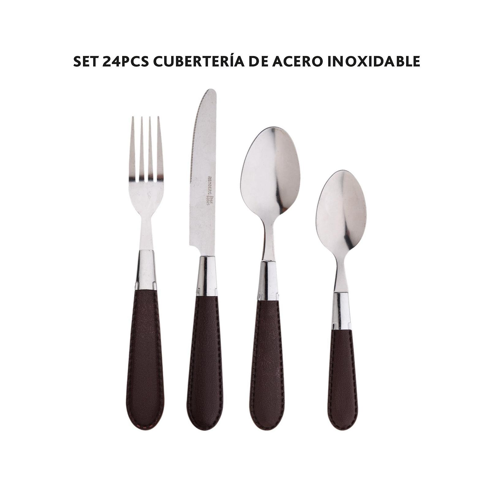 Набор столовых приборов RENBERG BRINNY 24 предмета Нержавеющая сталь Коричневый, фото №2