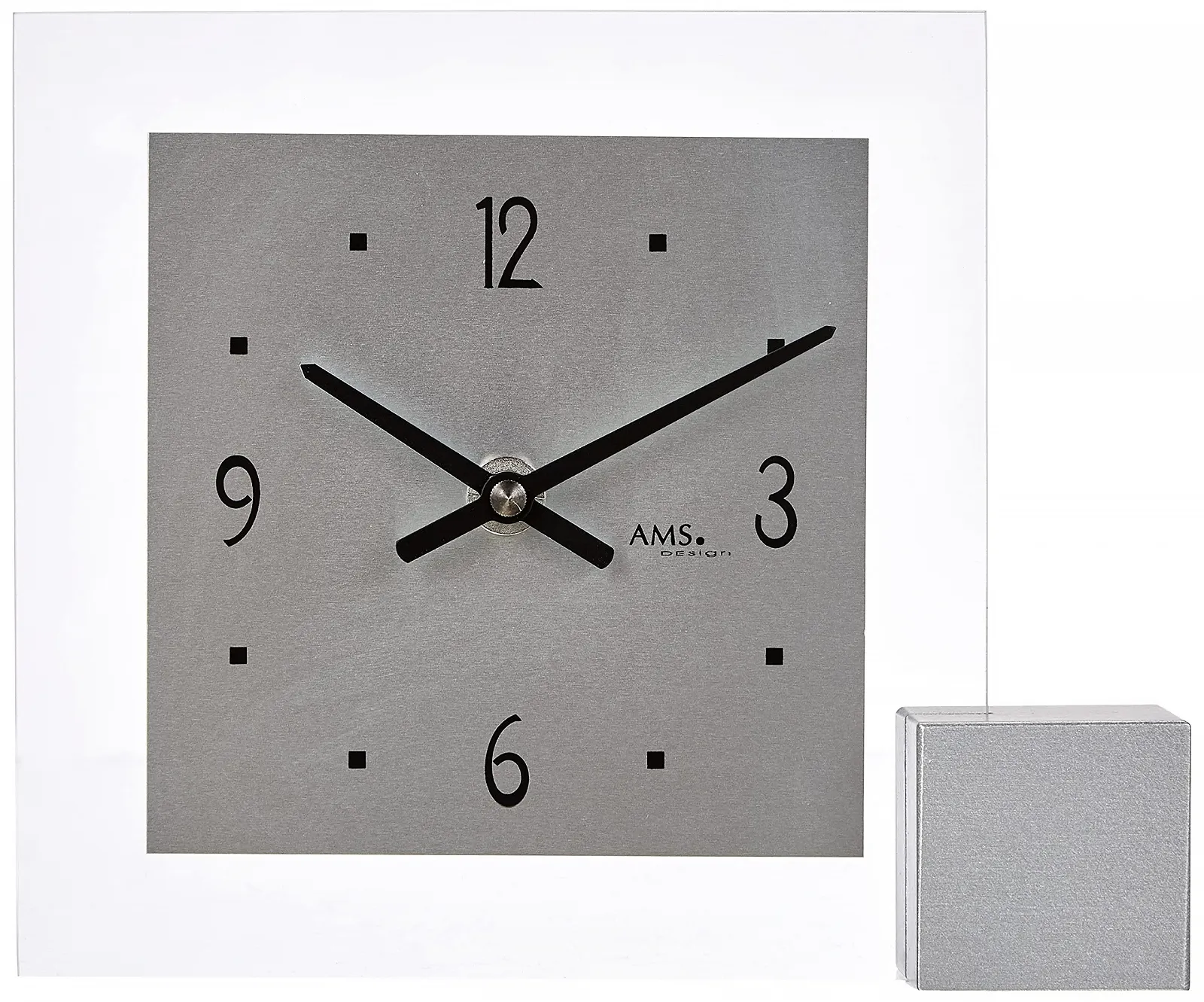 Настільний годинник Quartz AMS, Срібний, 19 x 16 x 4 см, Сучасний, фото №2 Настільний годинник Quartz AMS, Срібний, 19 x 16 x 4 см, Сучасний, фото №2