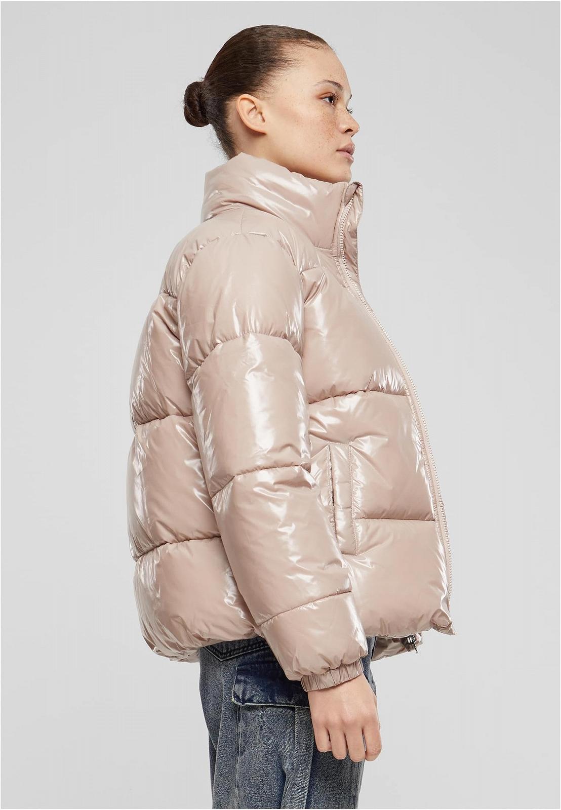Зимняя куртка Urban Classics Ladies Recycled Short Shiny Puffer Jacket, пуховая куртка для женщин, свободный крой, фото №10