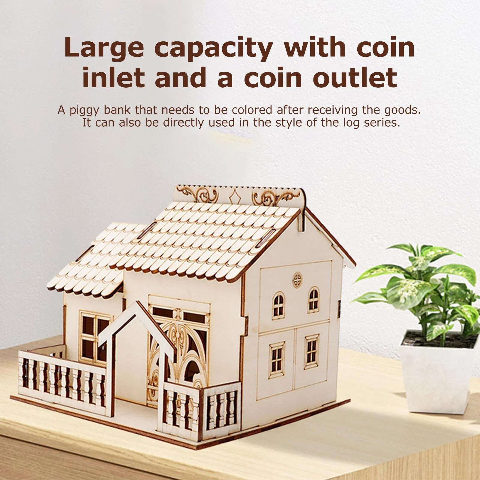 Скарбничка Villa House 15 x 14 x 13 см дерев'яна зі світлодіодним LED підсвічуванням, фото №4