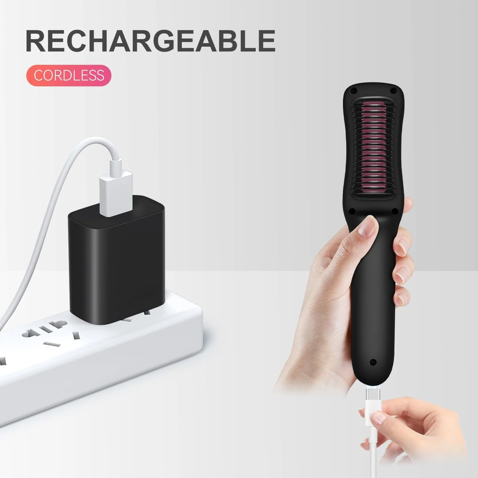 Щітка-випрямляч FERNIDA Wireless Rechargeable портативна міні для короткого волосся 3 температури, фото №6 Щітка-випрямляч FERNIDA Wireless Rechargeable портативна міні для короткого волосся 3 температури, фото №6