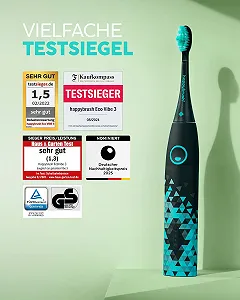 Електрична звукова зубна щітка happybrush Eco VIBE 3 Black synthetic.ua - Фото 1