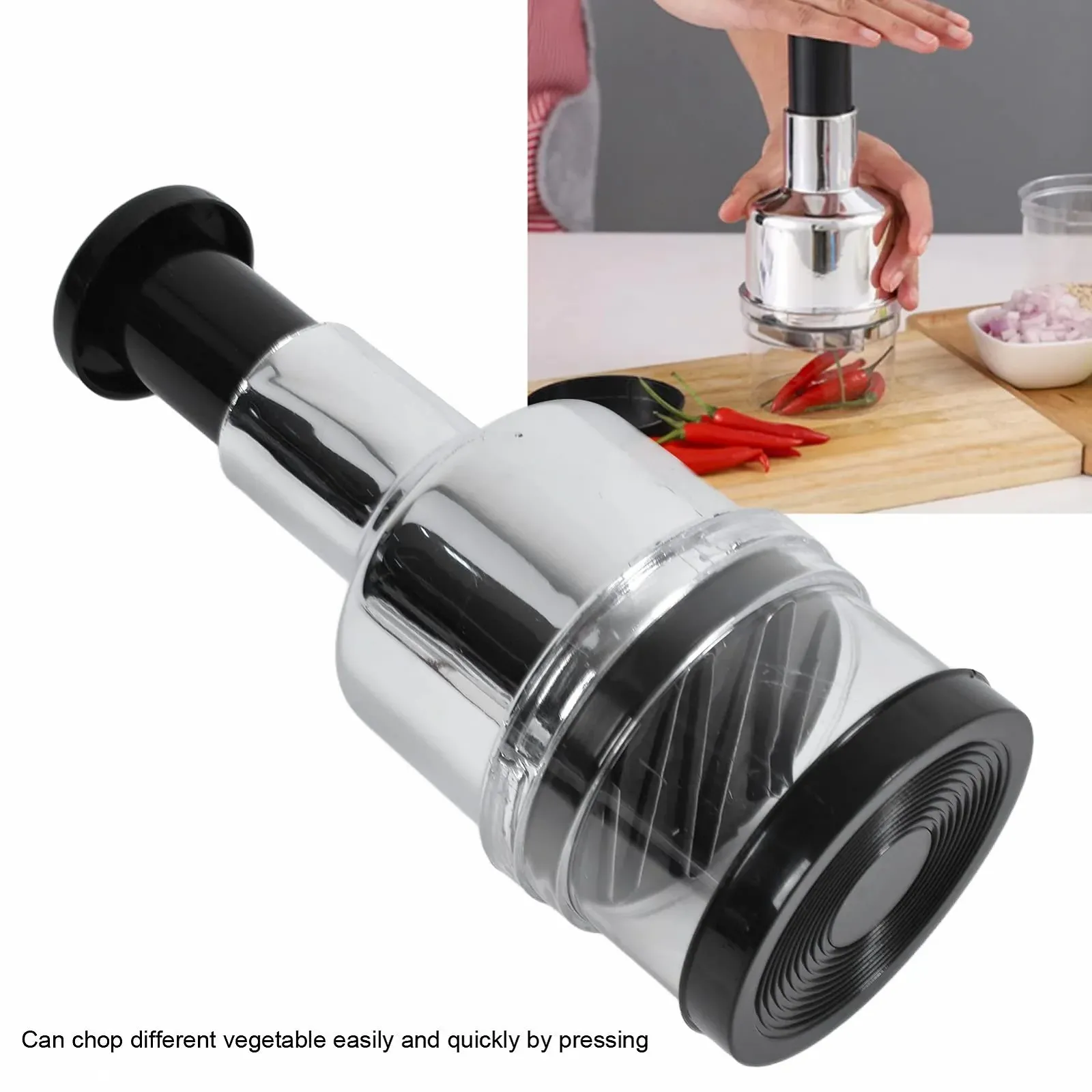 Ручний подрібнювач для овочів (прес для цибулі) з нержавіючої сталі для дому та кухні, фото №5
