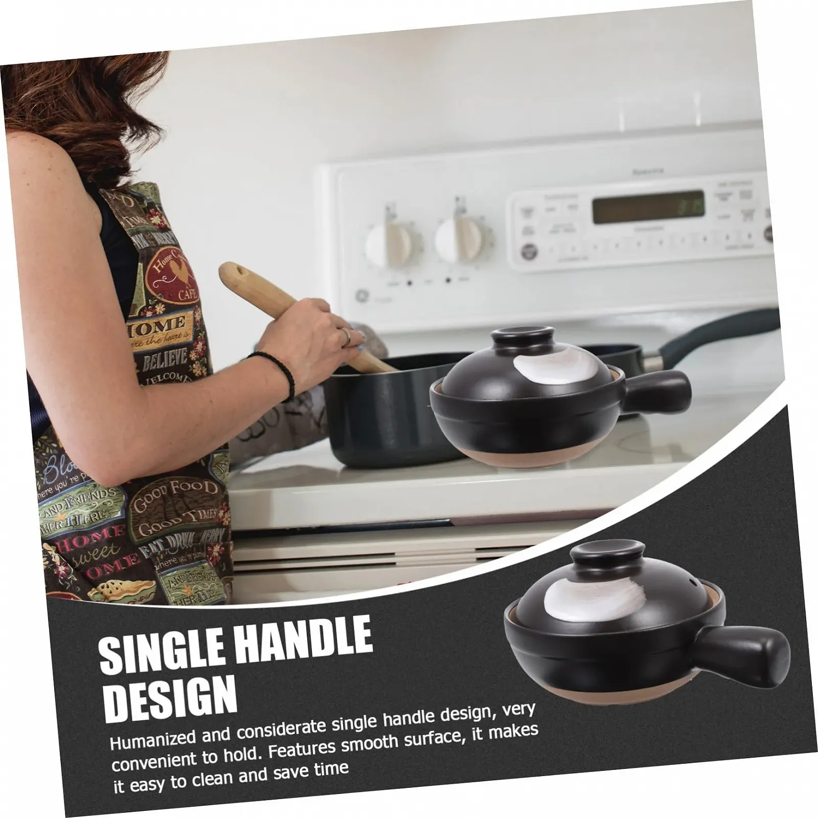 Сотейник VILLCASE керамічний з однією ручкою термостійкий для рису та тушкування, фото №9