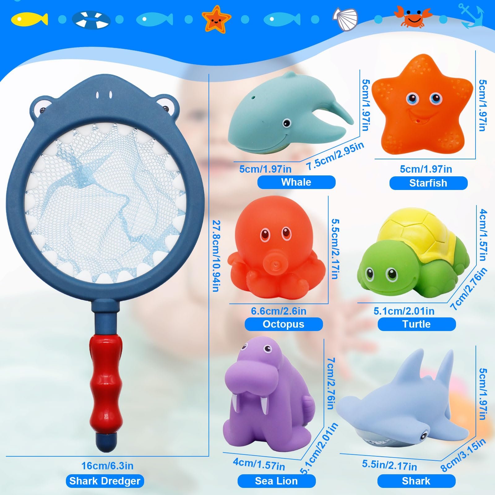 Игрушка для ванны 7 штук, фото №2