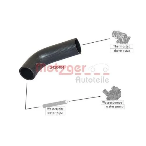 Шланг радіатора METZGER 2420484 для VAG, фото №2