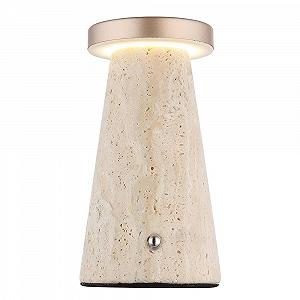 Настольная лампа GLOBO LED Аккумуляторная Сенсорная Камень Травертин CCT 1.2 Вт 138 лм 9x16 см Капучино - Фото 1