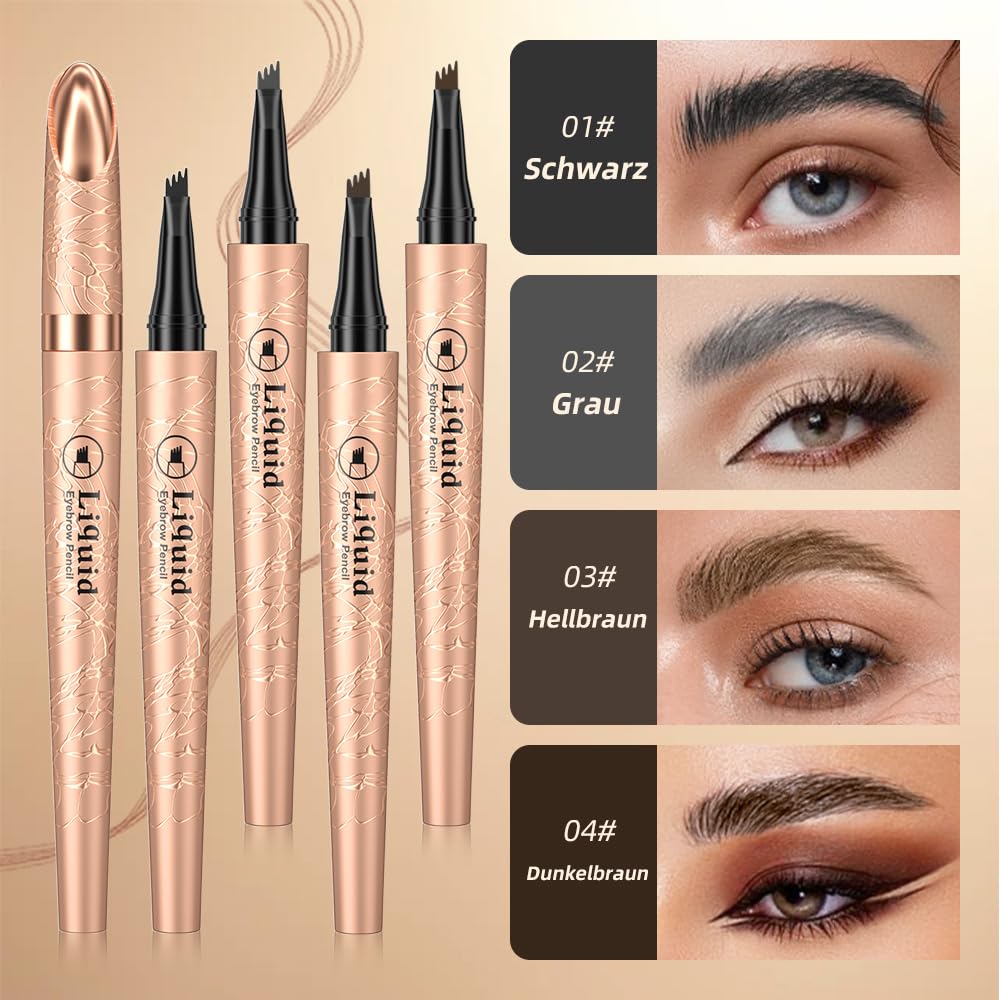 Олівець для брів Водостійкий Незмазаний 3D 4 Вилки Натуральні Темний коричневий Золота ручка, фото №3 Олівець для брів Водостійкий Незмазаний 3D 4 Вилки Натуральні Темний коричневий Золота ручка, фото №3