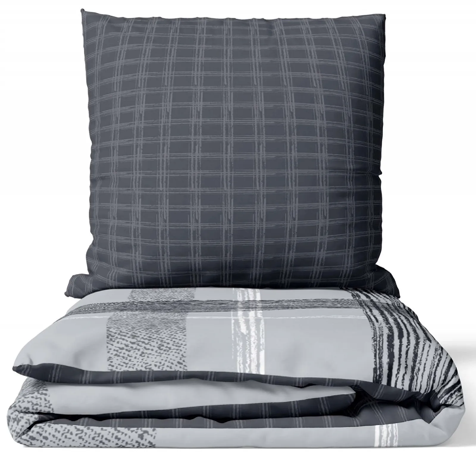 Постільна білизна Leonado Vicenti 100% Cotton Reversible 2 предмети 155 x 220 см Сіра смугаста, фото №1