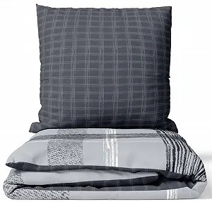 Постільна білизна Leonado Vicenti 100% Cotton Reversible 2 предмети 155 x 220 см Сіра смугаста - Фото 1