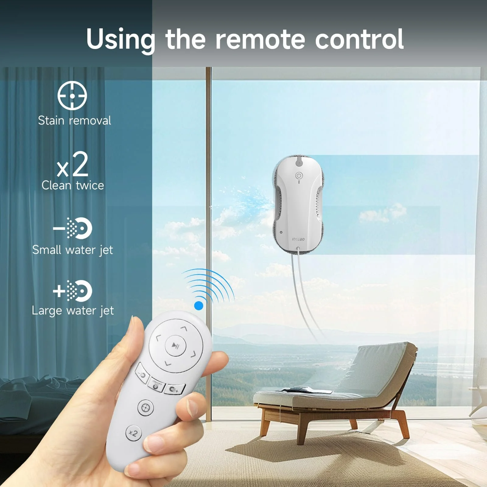 Робот для миття вікон iDEEBO E300 з двосторонньою системою розпилення, герметичним резервуаром для води, простий в оновленні, фото №5 Робот для миття вікон iDEEBO E300 з двосторонньою системою розпилення, герметичним резервуаром для води, простий в оновленні, фото №5