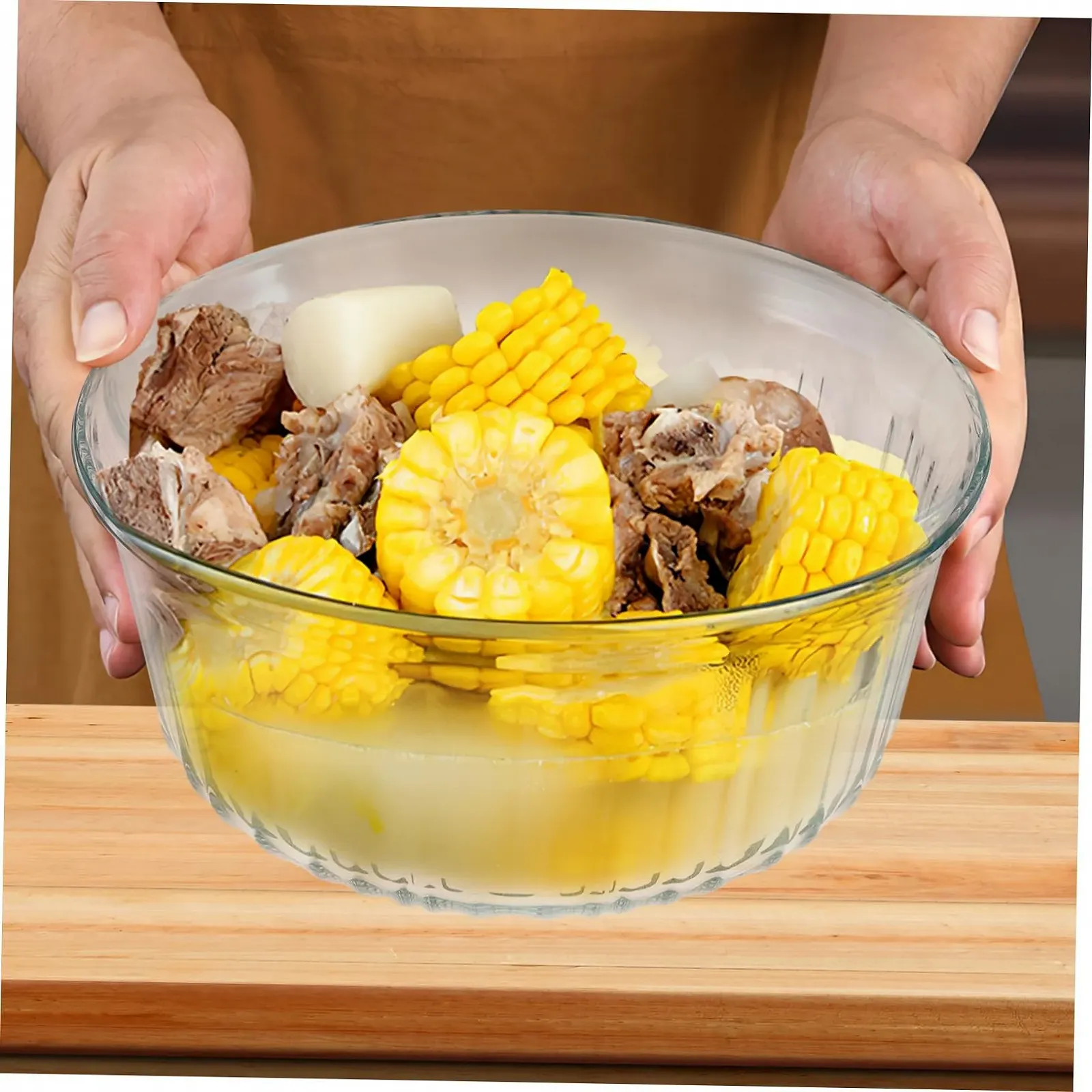 Форма для запікання Luxshiny Скляна Кругла з кришкою Боросилікатна Прозора, фото №5