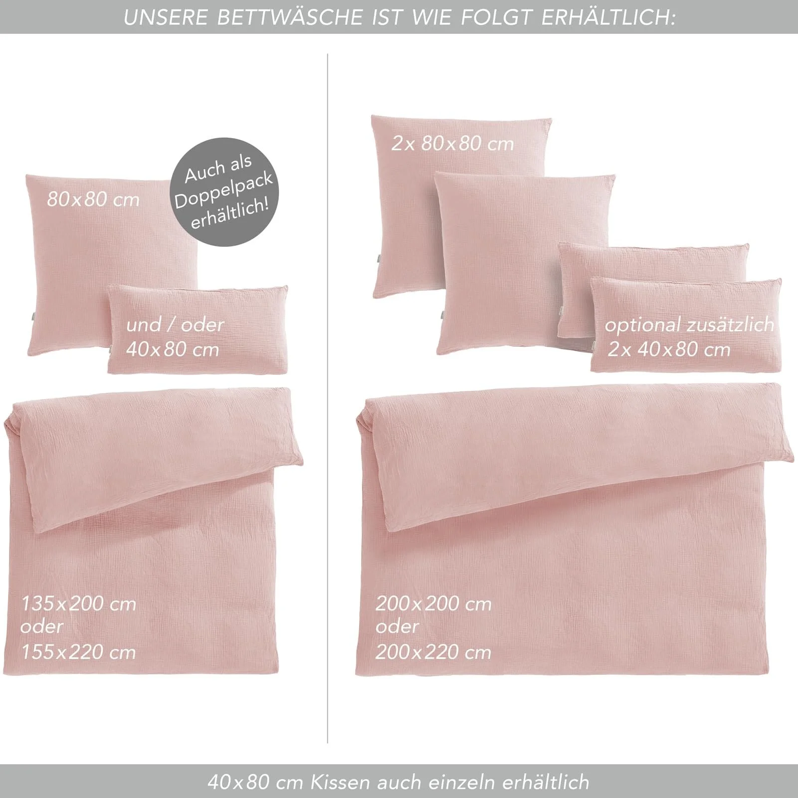 Постільна білизна Pure Label Muslin 135 x 200 см з наволочкою 80 x 80 см 100% бавовна Муслін Рожева, фото №7