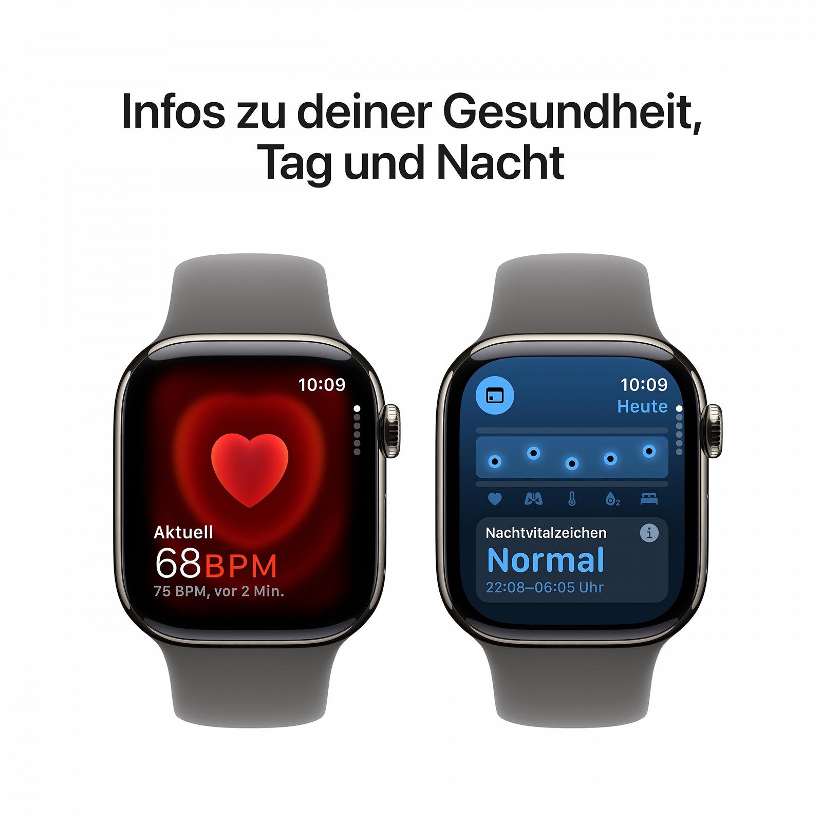 Смарт-годинник Apple Series 10 (GPS + Cellular, 42 мм) Титановий корпус Натуральний Спортивний ремінець Кам'яно-сірий, фото №5