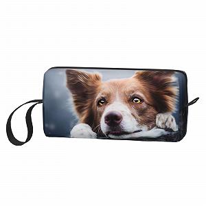 Косметичка Brauner Border-Collie-Bokeh-Gott mit gelben Augen 20 x 6 x 9 см synthetic.ua - Фото 1