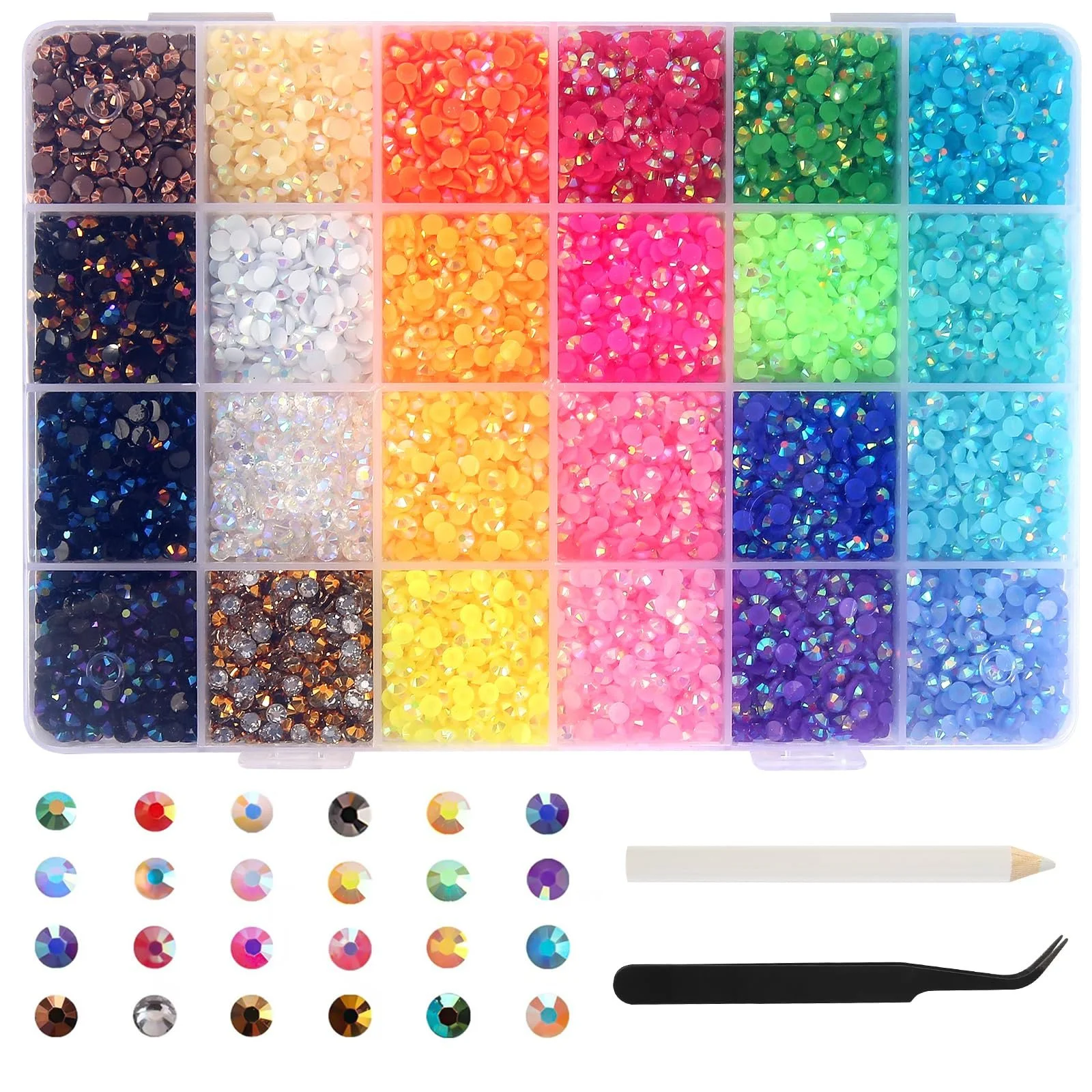 Стразы Тип 4 мм, 12000 шт, для ногтей, круглые, блестящие, разных цветов, фото №1