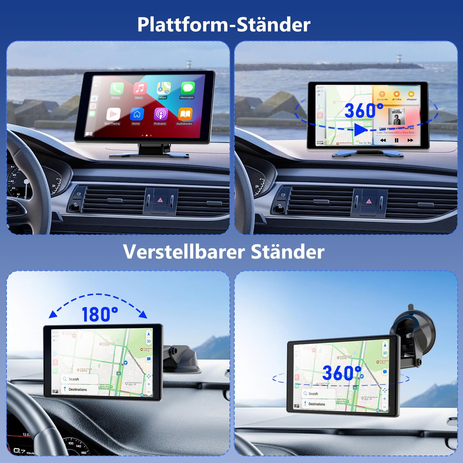 Дисплей Carplay CIRYASR 7 дюймов, беспроводной, автомобильная магнитола 2025, обновленная, портативный автомобильный мультимедийный плеер с Apple CarPlay и Android Car, камера заднего вида IP67, GPS-навигация, фото №4