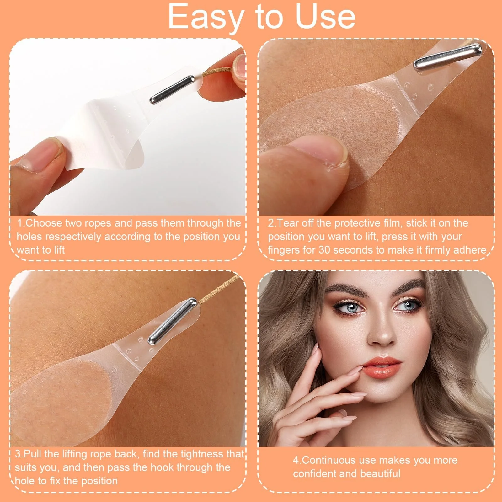 Набір патчів для підтяжки обличчя Lyreh, 188 шт., включаючи водонепроникні невидимі стрічки для підтяжки обличчя, фото №5