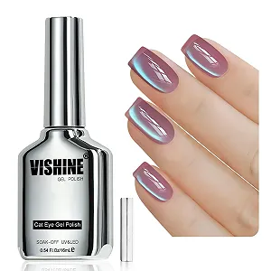 Гель-лак Vishine Cat Eye Magnetic 16 мл Ice Glass Cat Eye Holographic Glitter Напівпрозорий колір Iridescent Orchid #409 - Фото 1