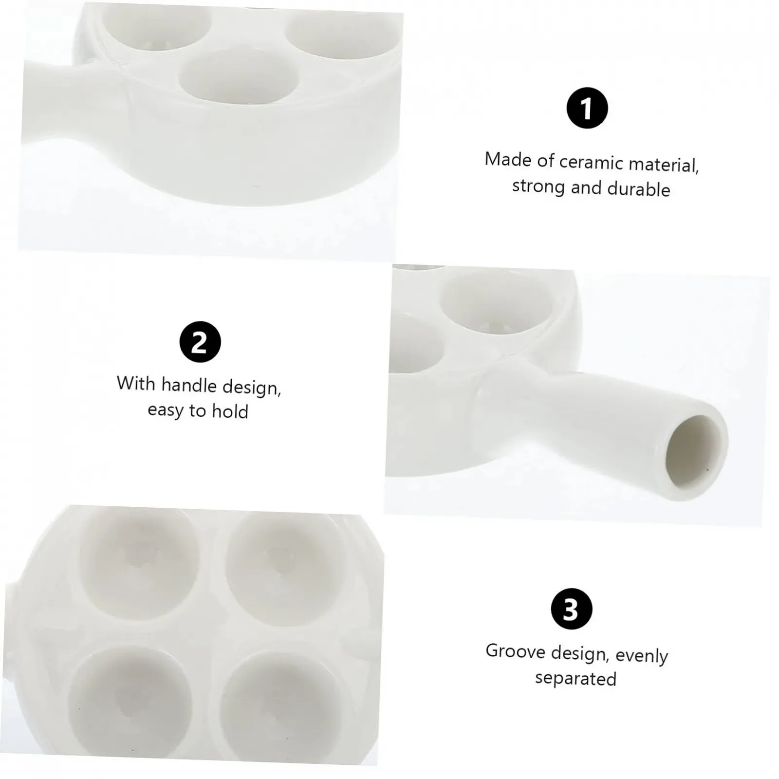 Керамічна форма для запікання равликів GALPADA з ручками термостійка біла, фото №3