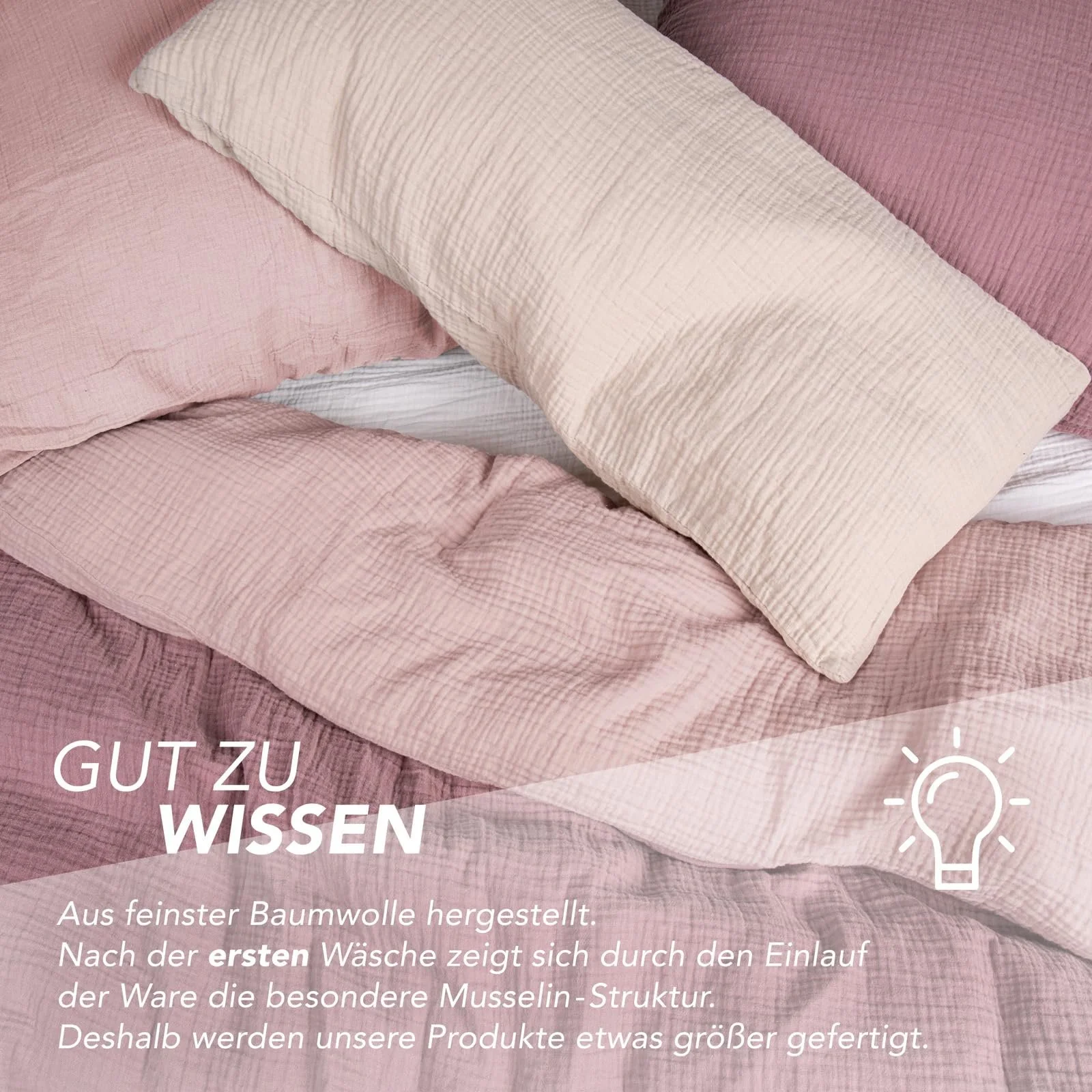 Постільна білизна Pure Label Muslin 135 x 200 см з наволочкою 80 x 80 см 100% бавовна Муслін Рожева, фото №3