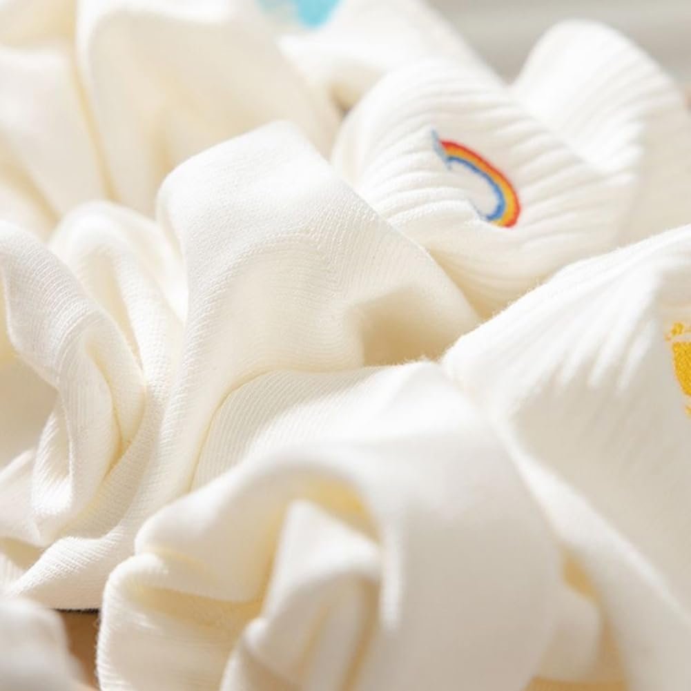 Носки AKAMAS Женские белые, радуга облака молния утка узор, вышивка, хлопок, спортивные носки, теннисные носки, 5 пар, фото №2