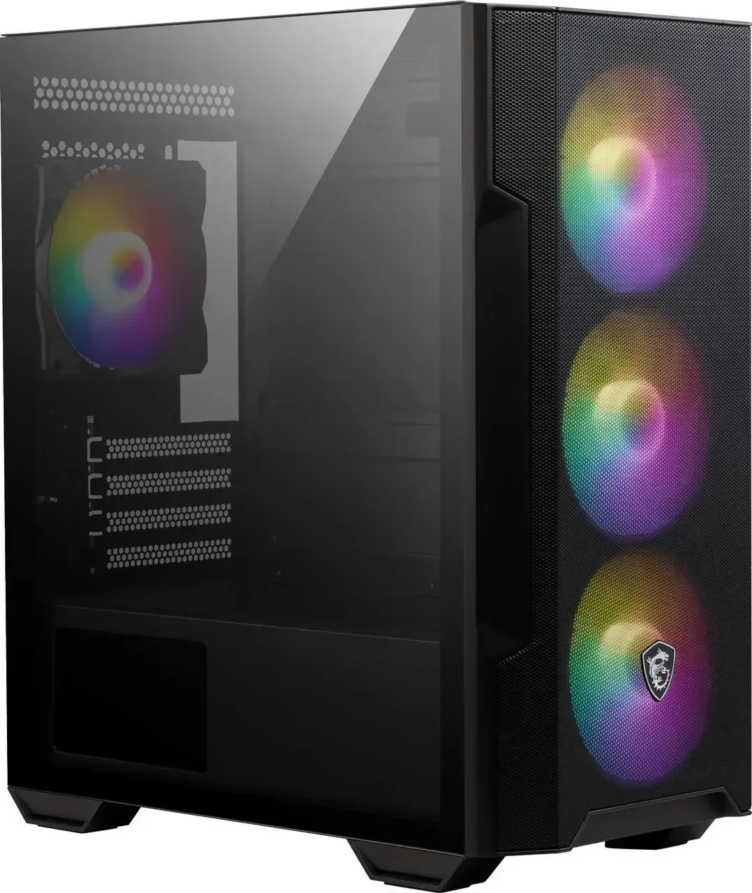 Корпус для ПК MSI MAG FORGE M100R / Micro-ATX Tower / 4x ARGB / Загартоване скло / Без БЖ / Чорний, фото №3 Корпус для ПК MSI MAG FORGE M100R / Micro-ATX Tower / 4x ARGB / Загартоване скло / Без БЖ / Чорний, фото №3