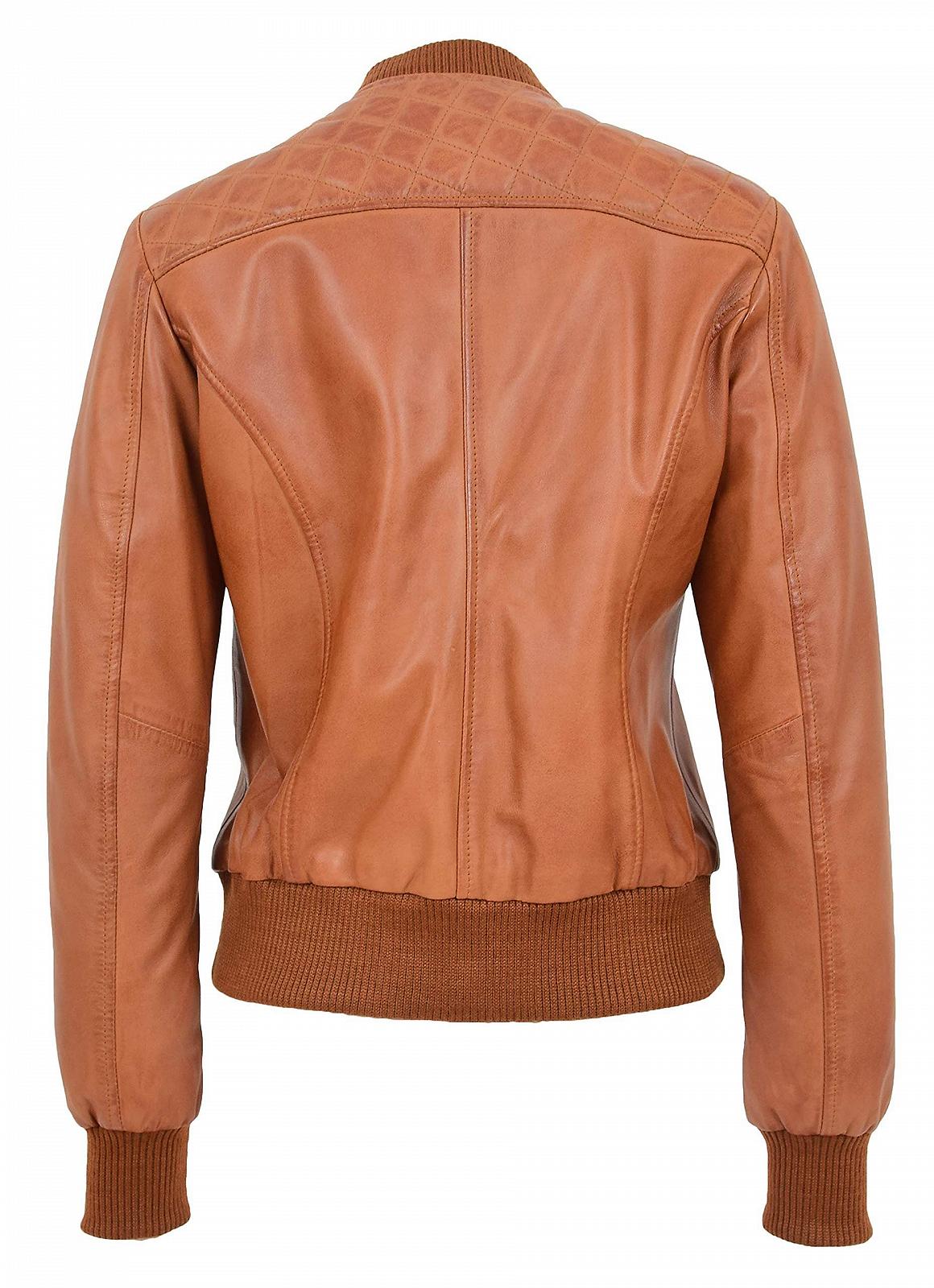 Бомбер из кожи A1 FASHION GOODS Varsity Storm Женская Светло-коричневая ромбовидная стеганая, фото №2