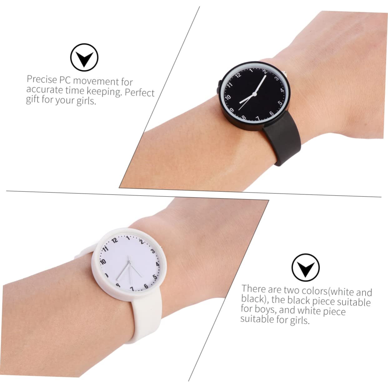 Годинник для дівчат Healvian однотонний Білий та Чорний, фото №7