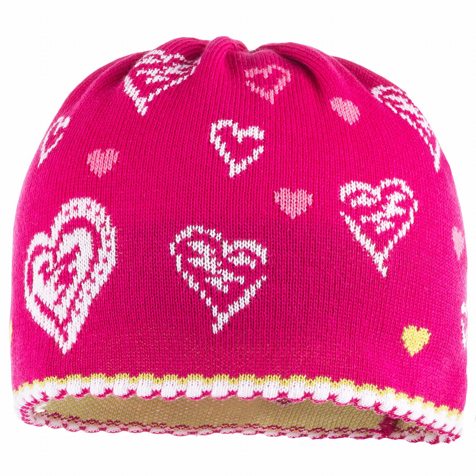 Вязана шапка Maximo для дівчинки Рожева з сердечками Літня дитяча, фото №1