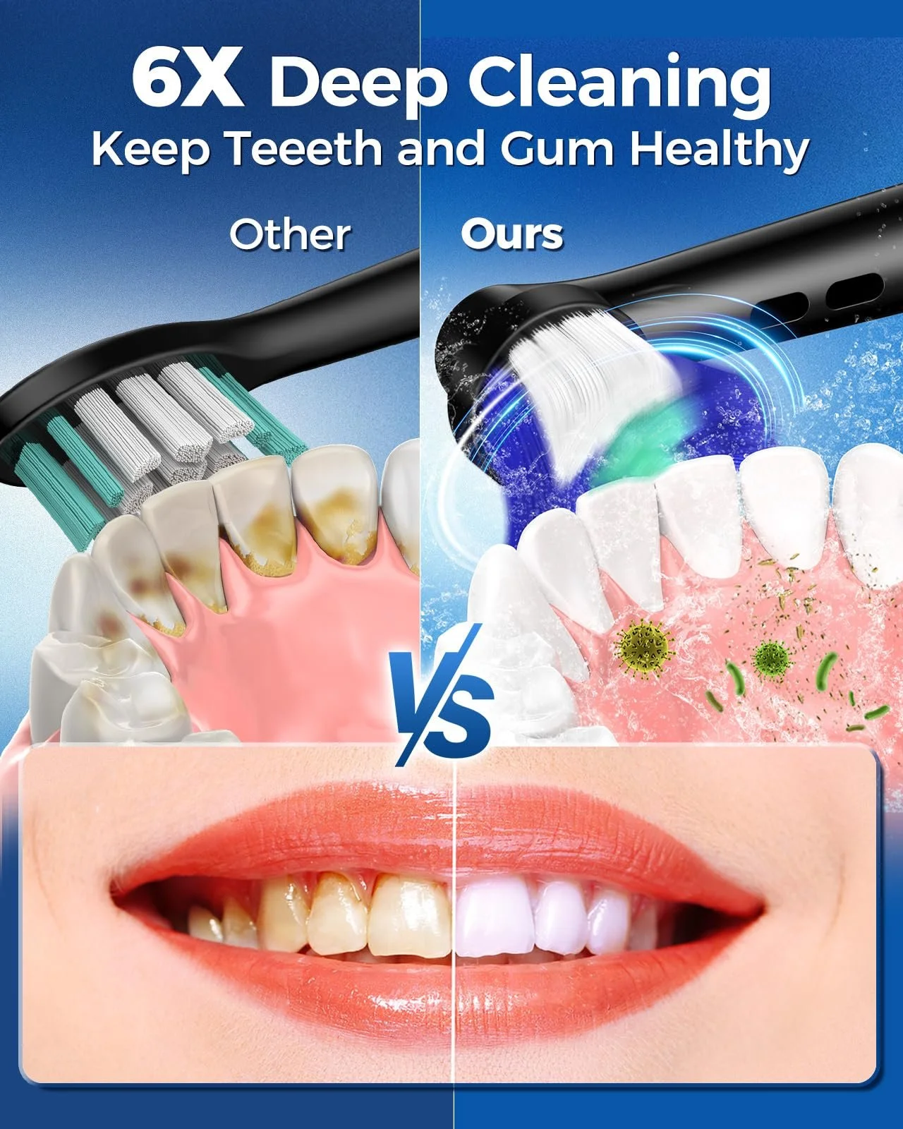 Электрическая зубная щетка Teetheory вращающаяся 4 режима Смарт-таймер Черная с дорожным футляром, фото №5