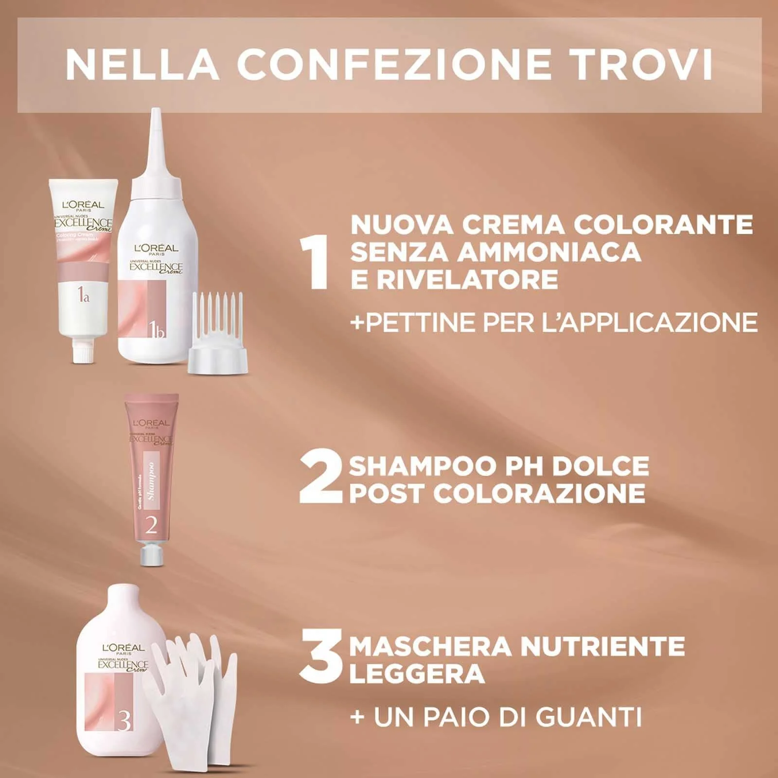 Крем-фарба L'Oréal Paris Excellence Universal Nude Black 1U - 3 кольори, фото №3 Крем-фарба L'Oréal Paris Excellence Universal Nude Black 1U - 3 кольори, фото №3