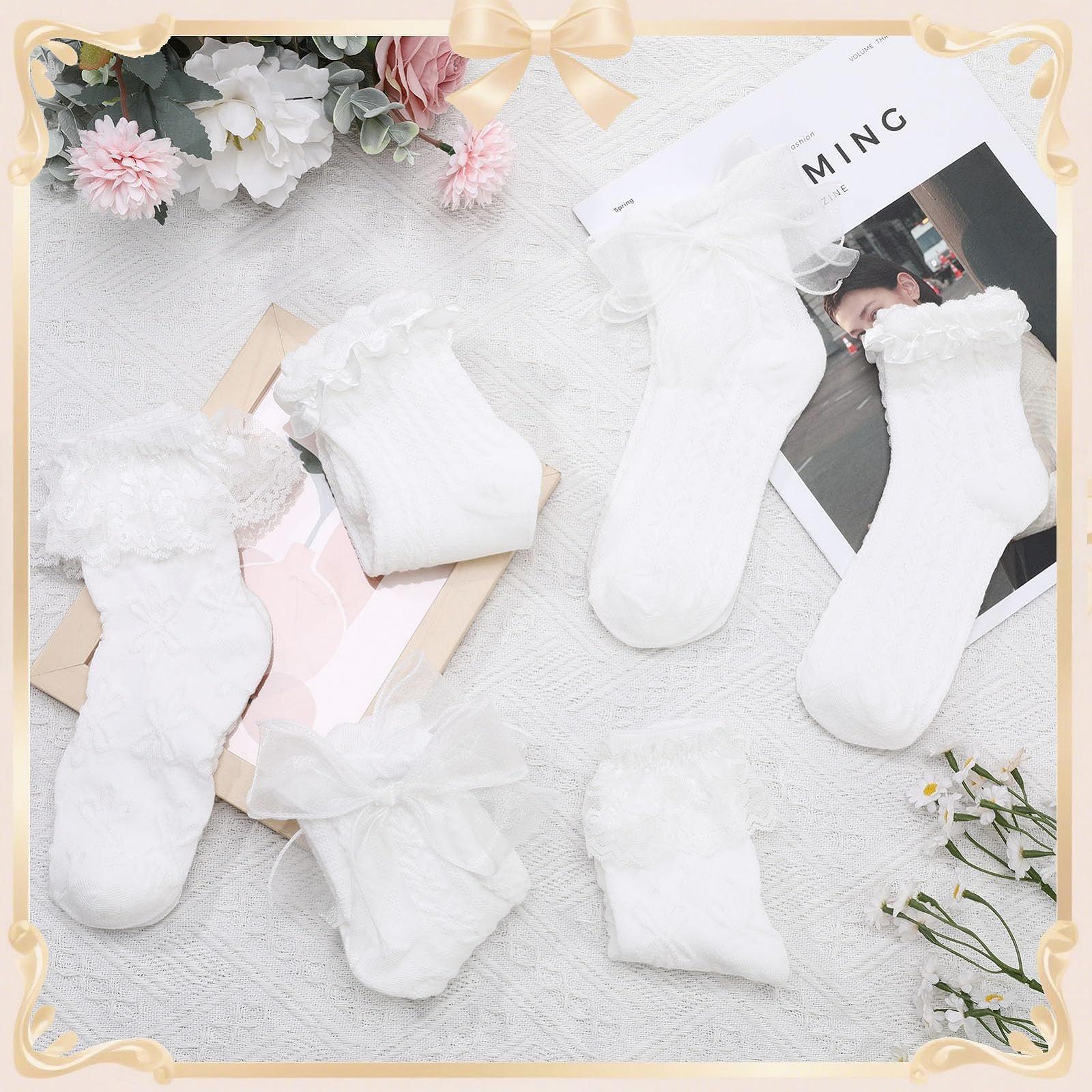 Носки с оборками (6 пар) Белые носки с оборками Dirndl Кружевные носки для женщин Элегантные Милые носки принцессы Кружевные дышащие для женщин Девушек Невест 37-43, фото №7
