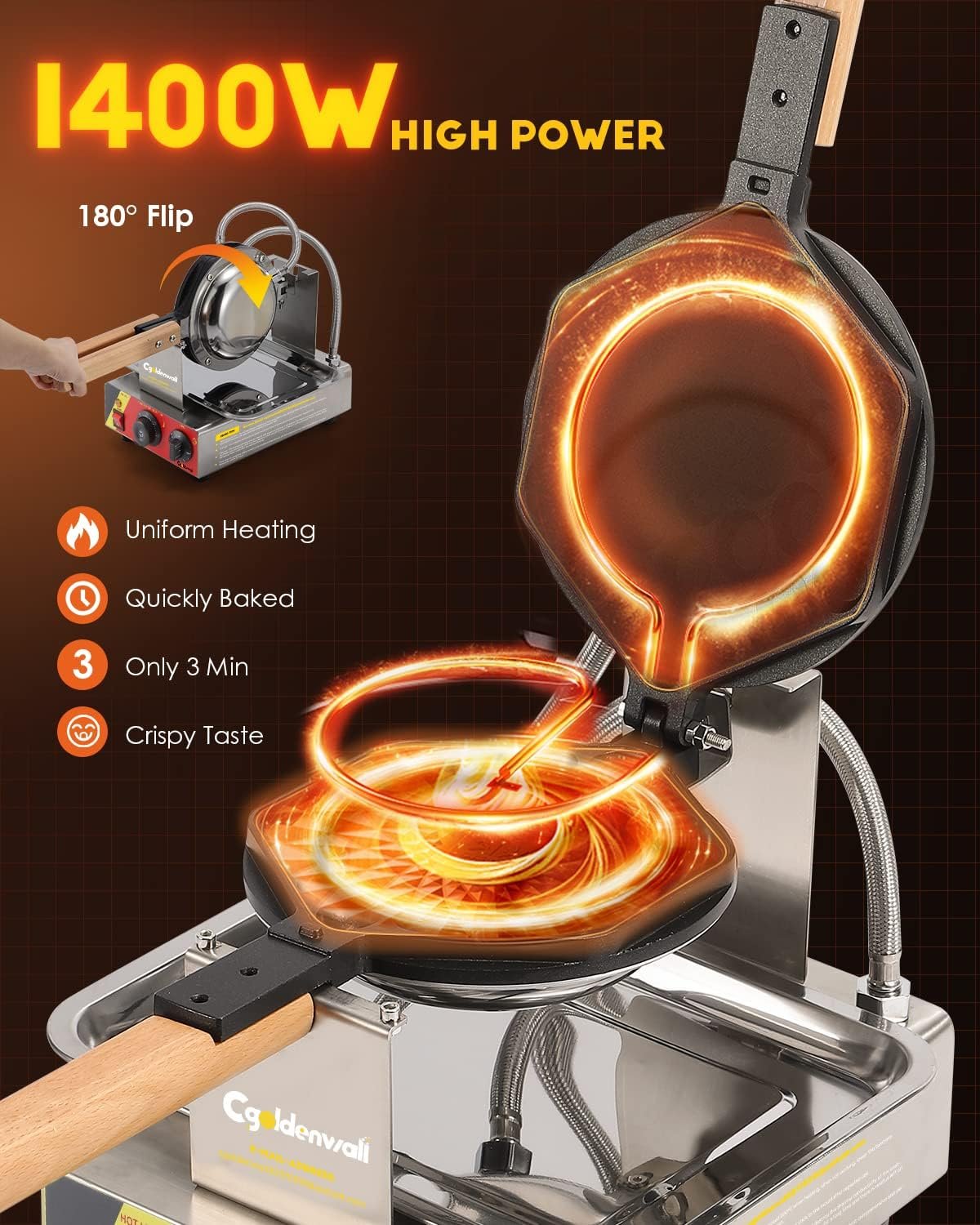 Електрична вафельниця для гонконгських вафель Commercial Electric NP-547, фото №6