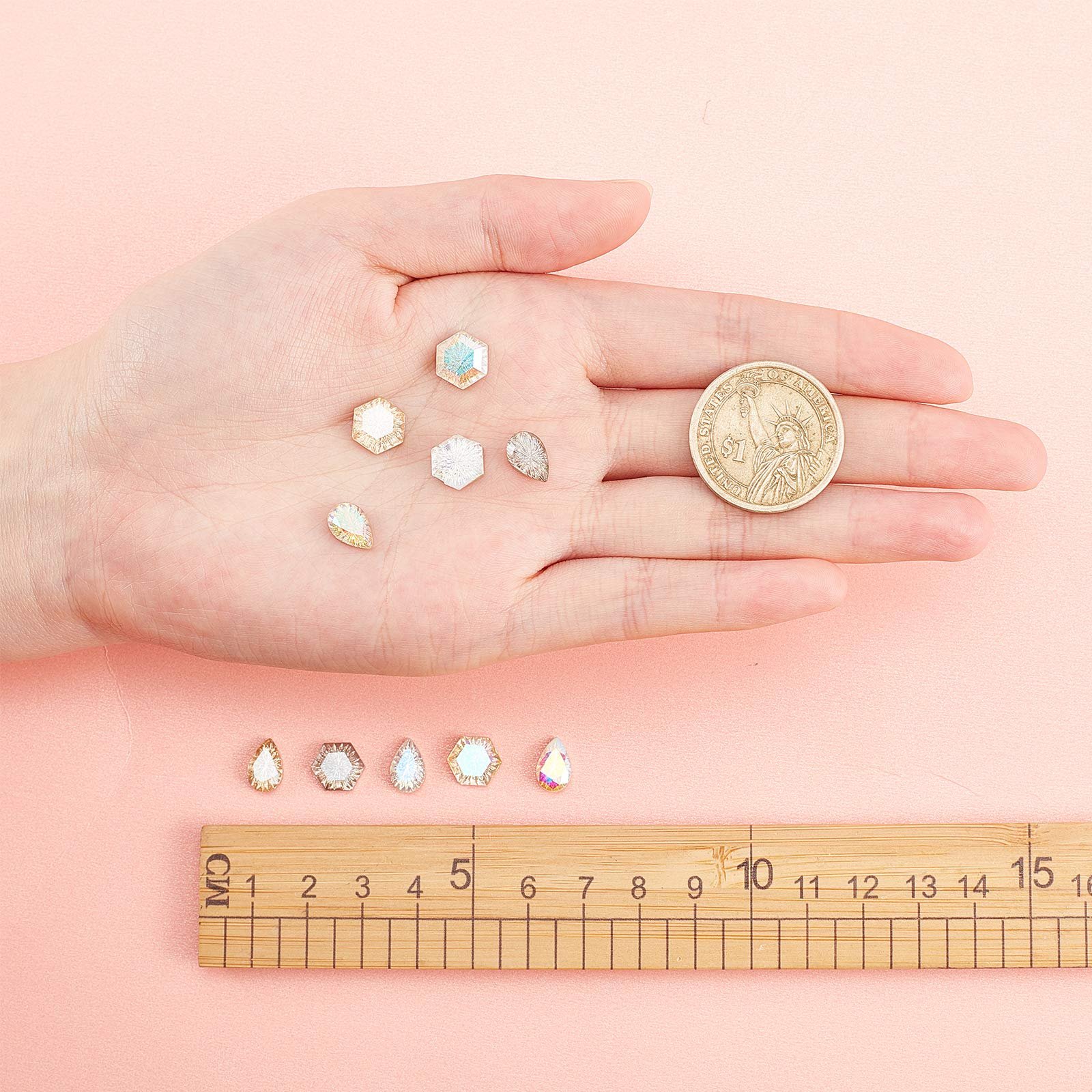 NICENEEDED Набор хрустальных страз для ногтей, 10 шт., Разноцветные металлические драгоценные камни для 3D украшения ногтей, Профессиональный набор для дизайна ногтей (Стиль 1), фото №3