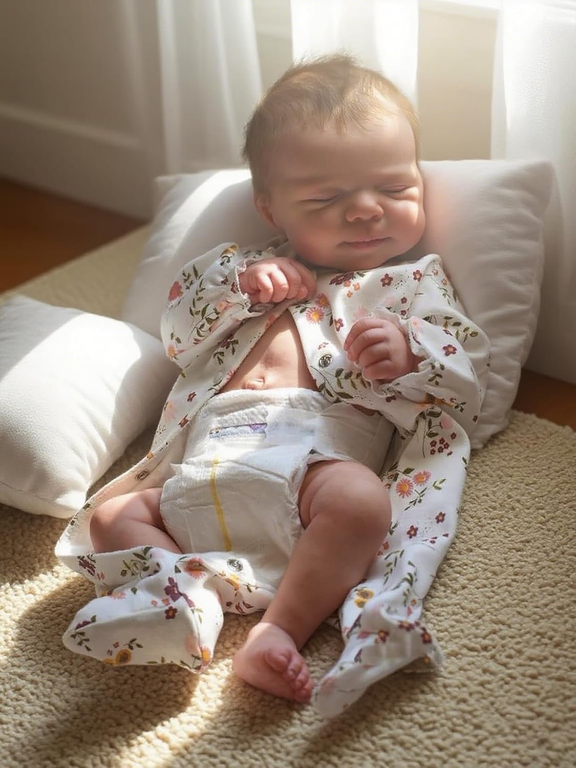 Кукла Reborn Мальчик 49 см Мягкое виниловое тело, выглядит как настоящий ребенок, закрытые глаза, фото №9