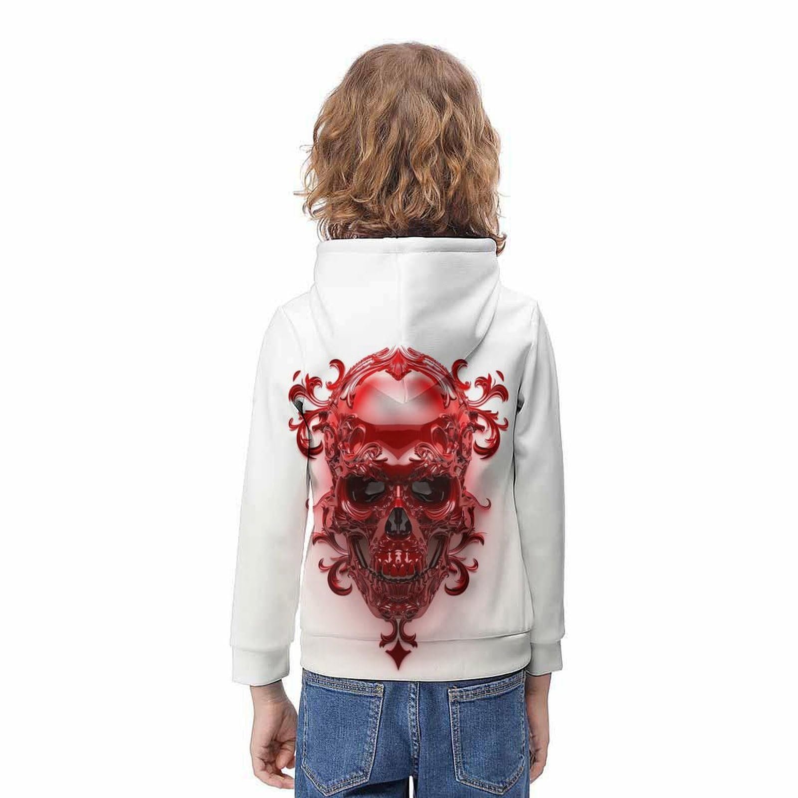 Худі KHHKJBVCE Череп, 3D худі для дівчат і хлопчиків з кишенею, фото №4