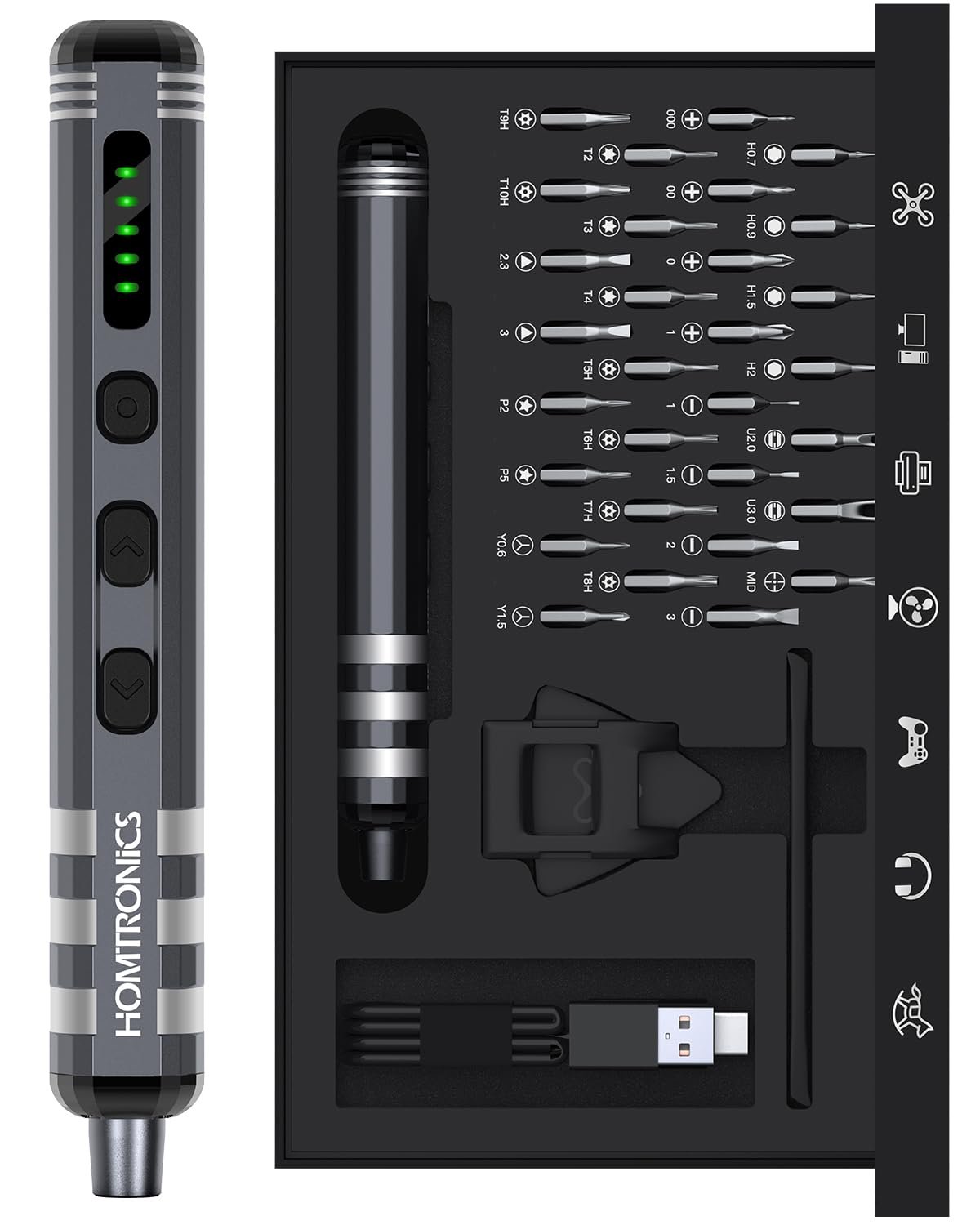 Електрична викрутка Homtronics 37 в 1 Mini 5 Gears Torque Magnetic Precision, фото №1