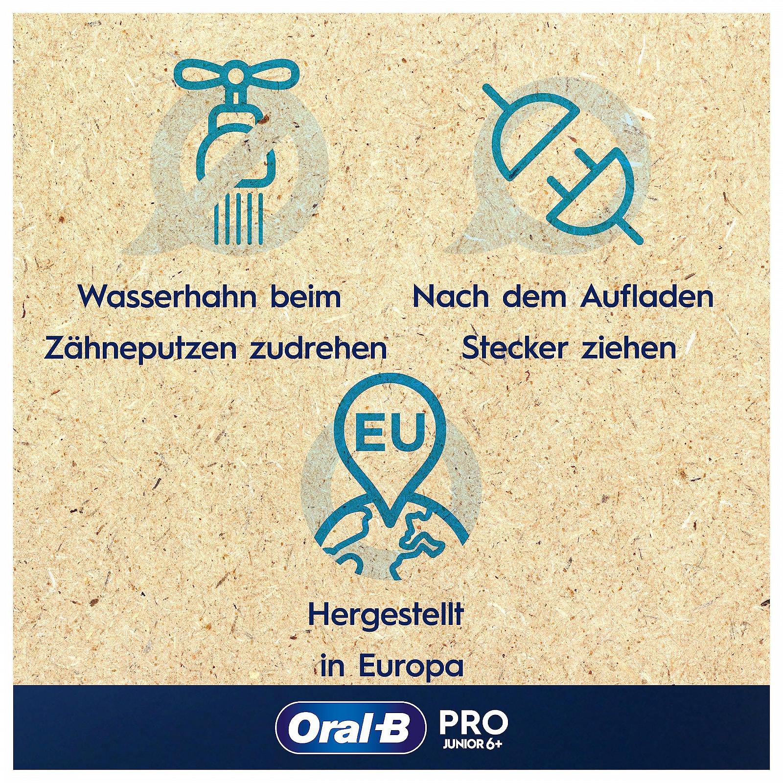 Зубна щітка електрична Oral-B Pro Junior для дітей від 6 років, з датчиком тиску, 3 режими чищення, включаючи делікатний, м'яка щетина та таймер, фіолетова, фото №8