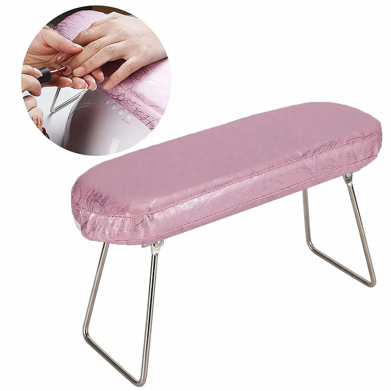 Підставка для рук Манікюрна PU-шкіра з тримачем Plum Pink, фото №9