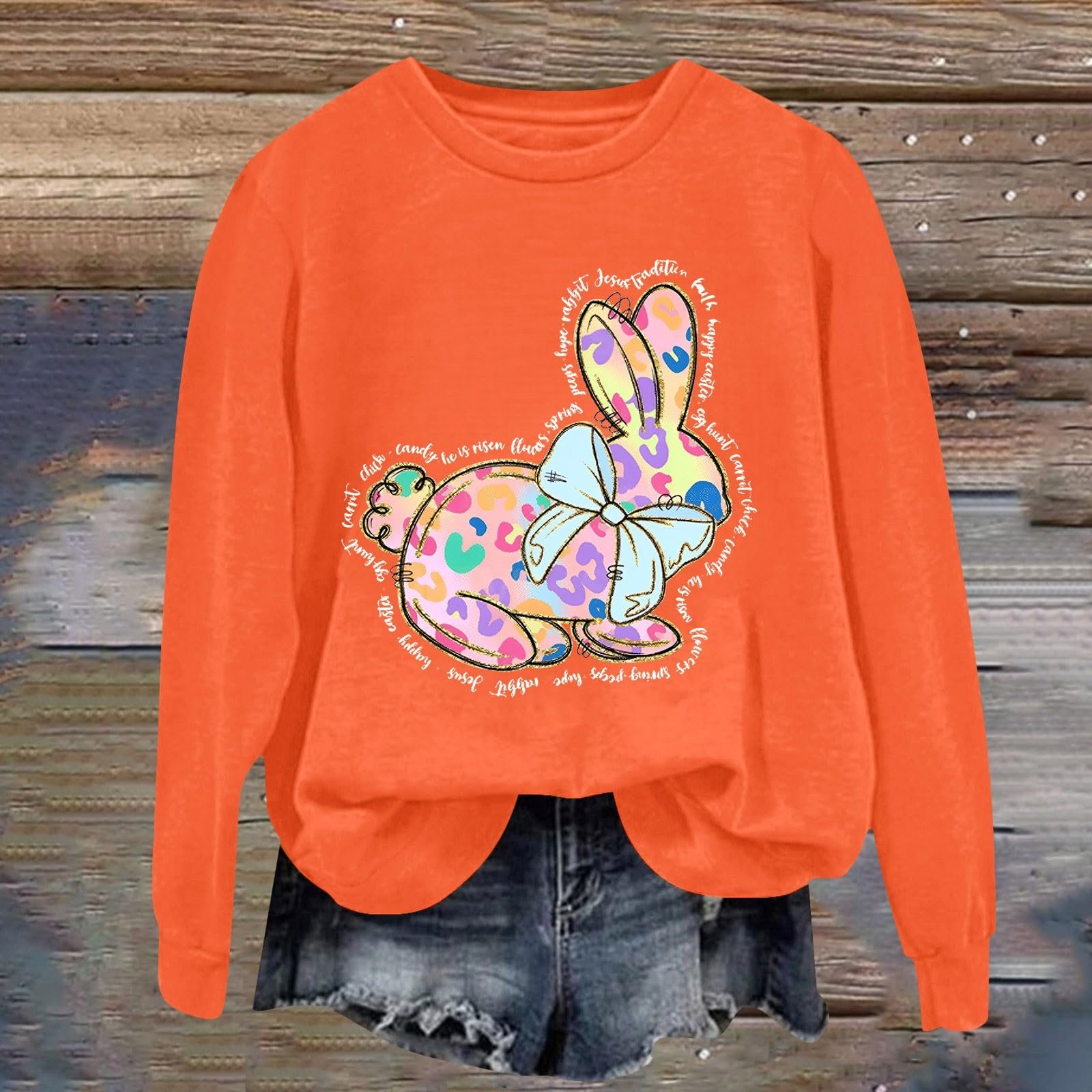 Женская Толстовка с круглым вырезом 2025 Пасхальный Кролик, фото №2