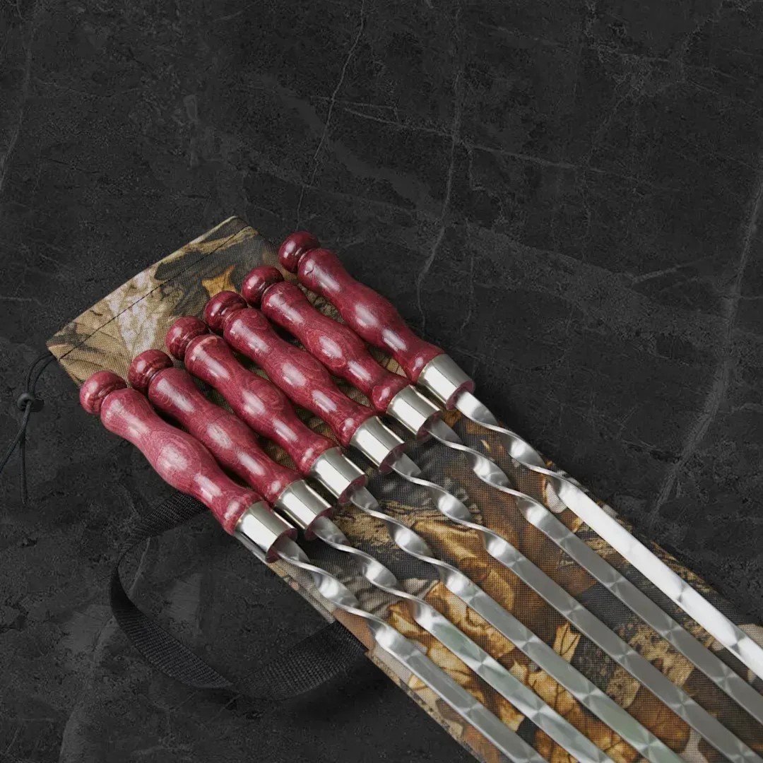 Набор шампуров "Компакт" в тканевом кейсе 7 в 1 (листья), фото №2