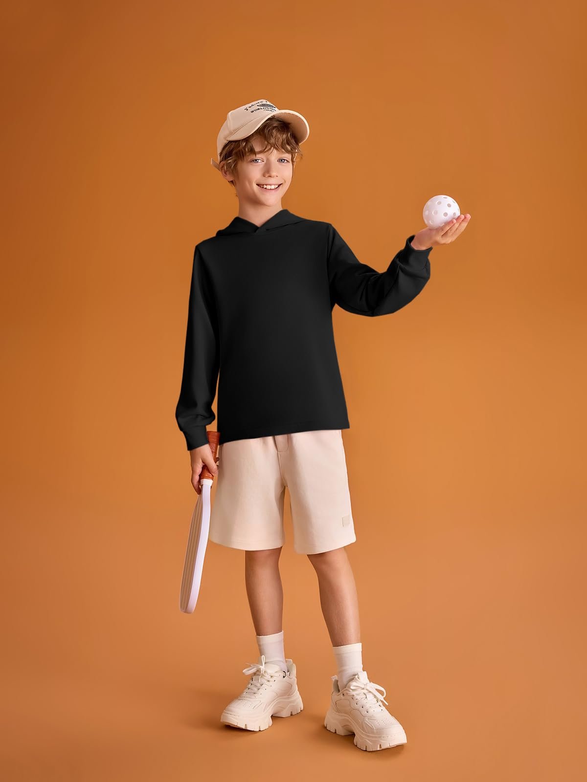 Худі Haloumoning для хлопчиків, однотонне худі з довгими рукавами, дитячий стандартний крій, фото №3