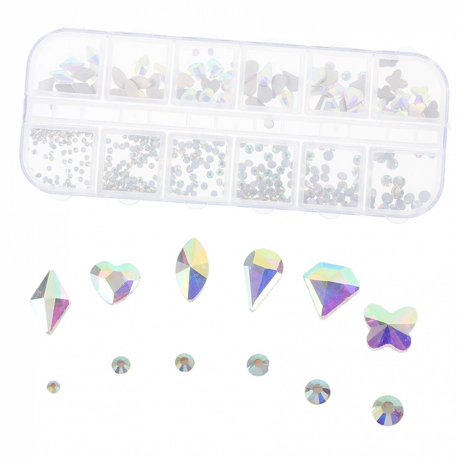 Стразы для ногтей Healeved, набор 12 отделений, плоские, для самодельного декора ногтей, блестящие камни для девушек, аксессуары для маникюра, фото №1 Стразы для ногтей Healeved, набор 12 отделений, плоские, для самодельного декора ногтей, блестящие камни для девушек, аксессуары для маникюра, фото №1