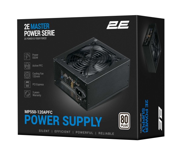 2E Блок живлення Master Power 550W 80 White 120мм 1xMB 24pin(20+4), 1xCPU 8pin(4+4), 3xMolex 5xSATA 2xPCIe 8pin(6+2), фото №9