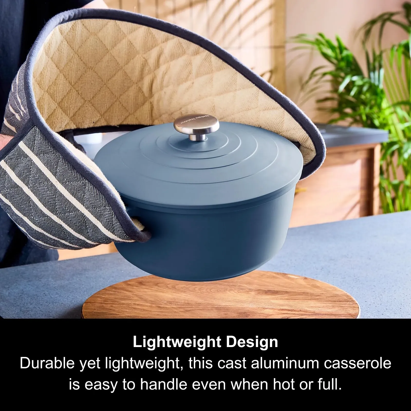 Гусятниця для запікання Morphy Richards 851252 литий алюміній 24 см антипригарне покриття легка синя, фото №4